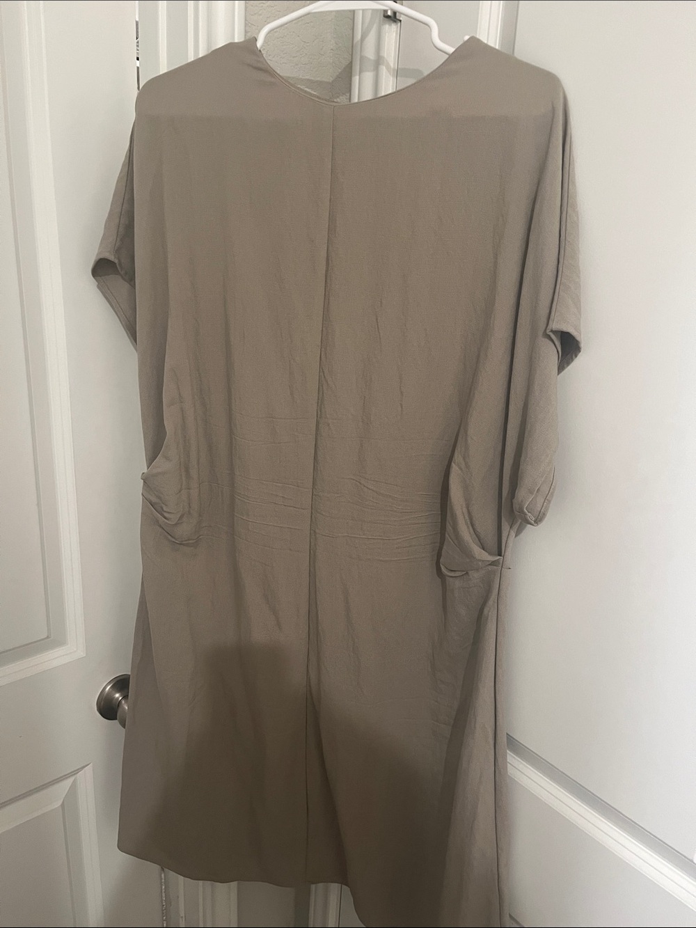 H&M Taupe Midi Shift Dress with Side Pocket Detail